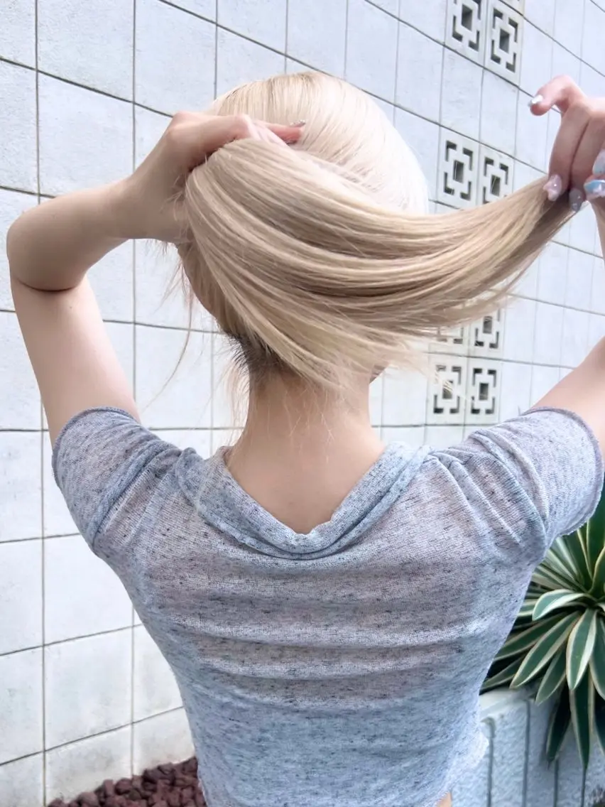 ロング カラー ブリーチ ブロンド ケアブリーチ ヘアカラー トリートメント 渋谷ケアブリーチ Suuのヘアスタイル