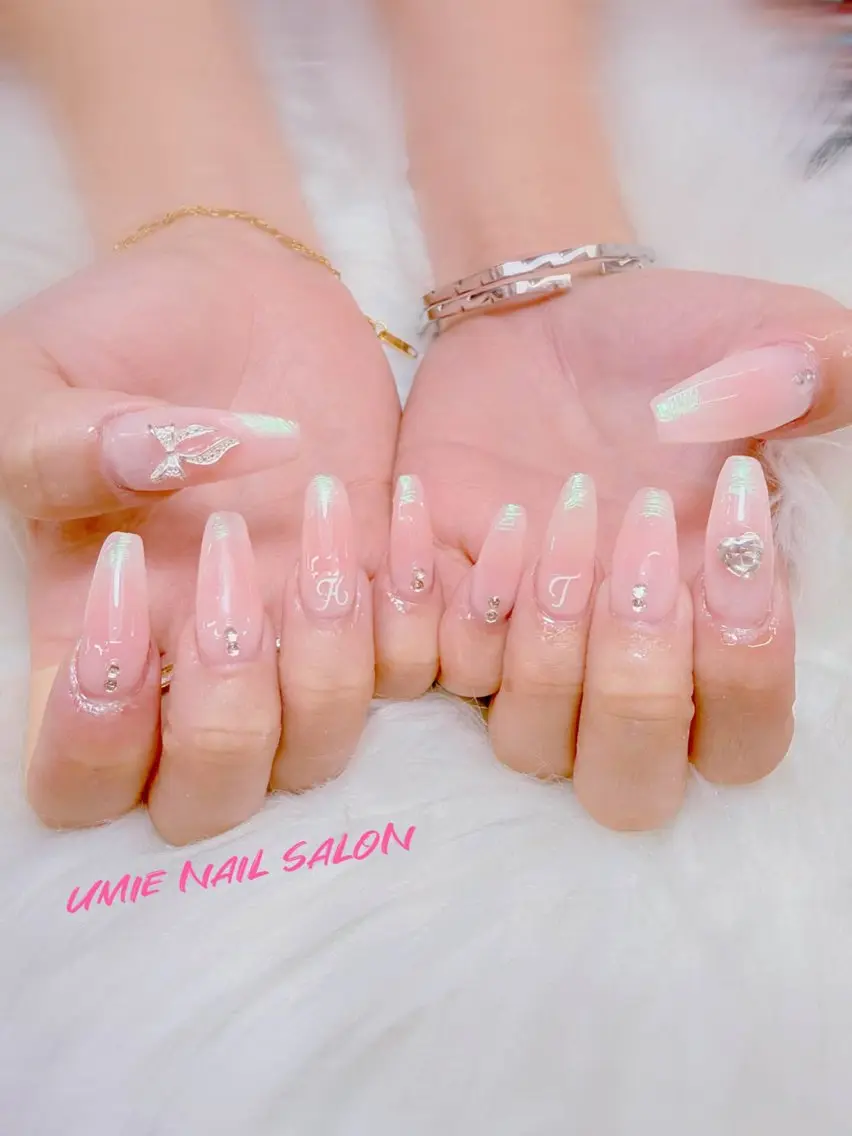 ネイル 長さ出し シンプルネイル ネイルチップ UMIE  NAIL かんえのネイルデザイン