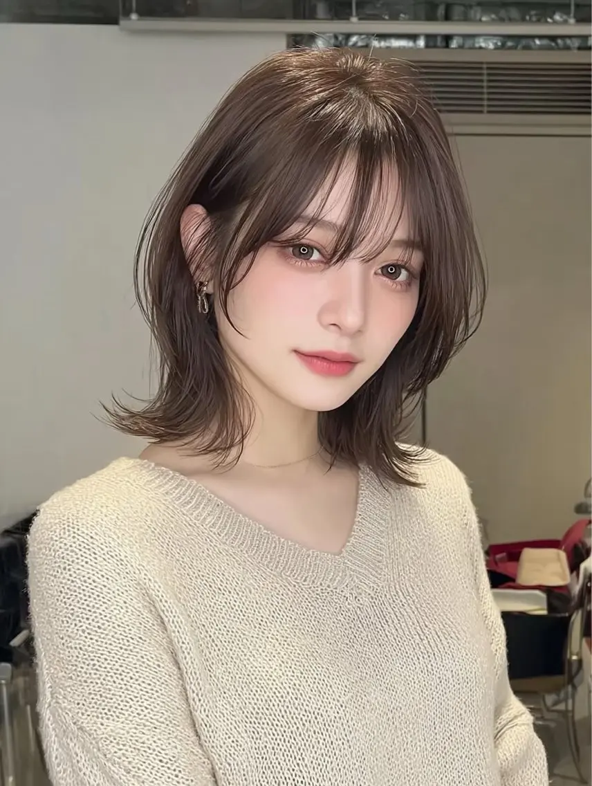 ミディアム カラー ブラウンカラー レイヤーカット カット ヘアカラー ヘッドスパ 【名古屋】ボブ/透明 感カラー/ちぇりーのヘアスタイル