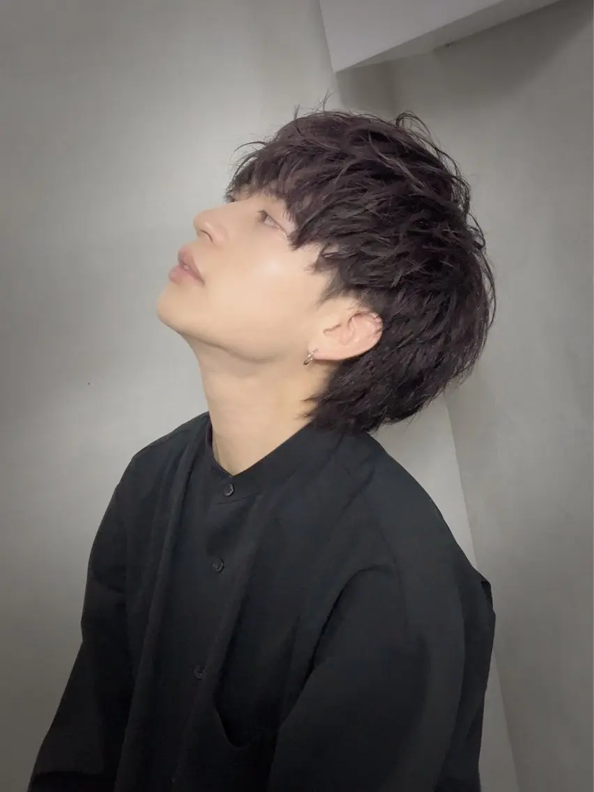 ミディアム メンズ ミディアムパーマ マッシュ メンズパーマ 朝久 岳志のヘアスタイル