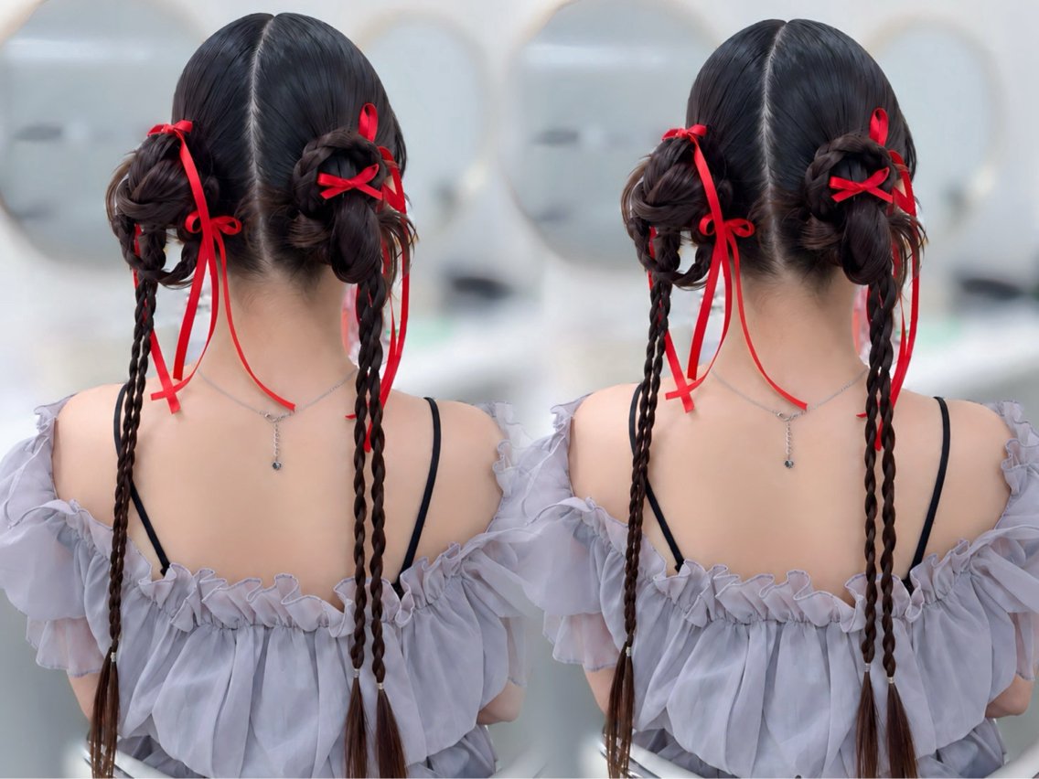 ヘアアレンジ ハーフアップ お団子ヘア ヘアセット 🪞Purasia. Yamaneのマツエク・マツパデザイン