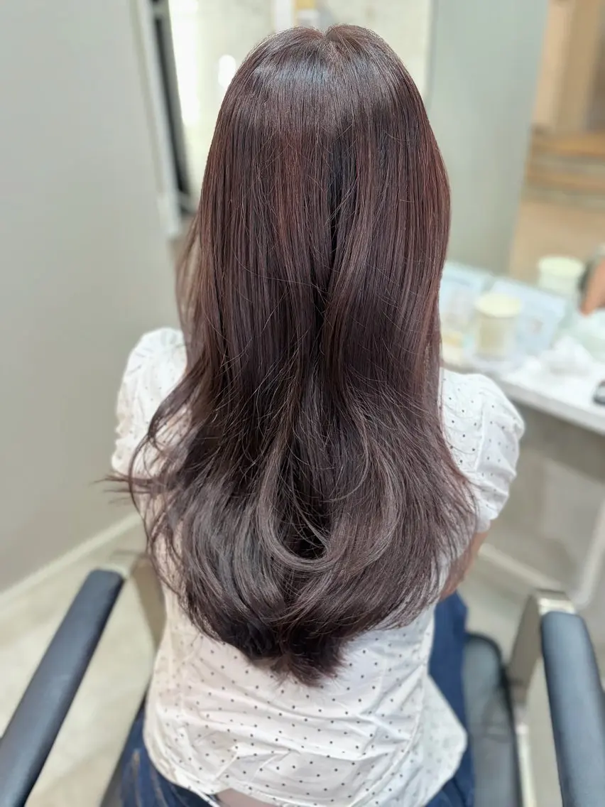 ロング カラー ブラウンカラー ラベンダーカラー ピンクカラー ピンクラベンダー ピンクラベンダーブラウン ヘアカラー karen 髪質改善のヘアスタイル