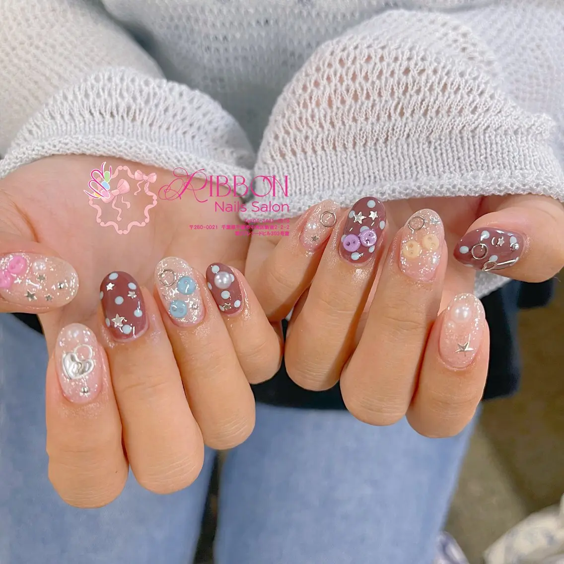 ネイル フットネイル フレンチネイル ジェルネイル マグネットネイル 持ち込み ハンドネイル Ribbonnail salonのネイルデザイン