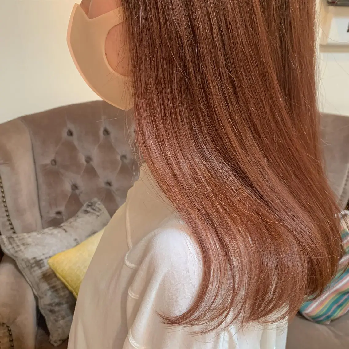 セミロング カラー ブリーチ ブリーチなしカラー オレンジ ピンクカラー HARUKA ⭐️モデル募集中⭐️のヘアスタイル