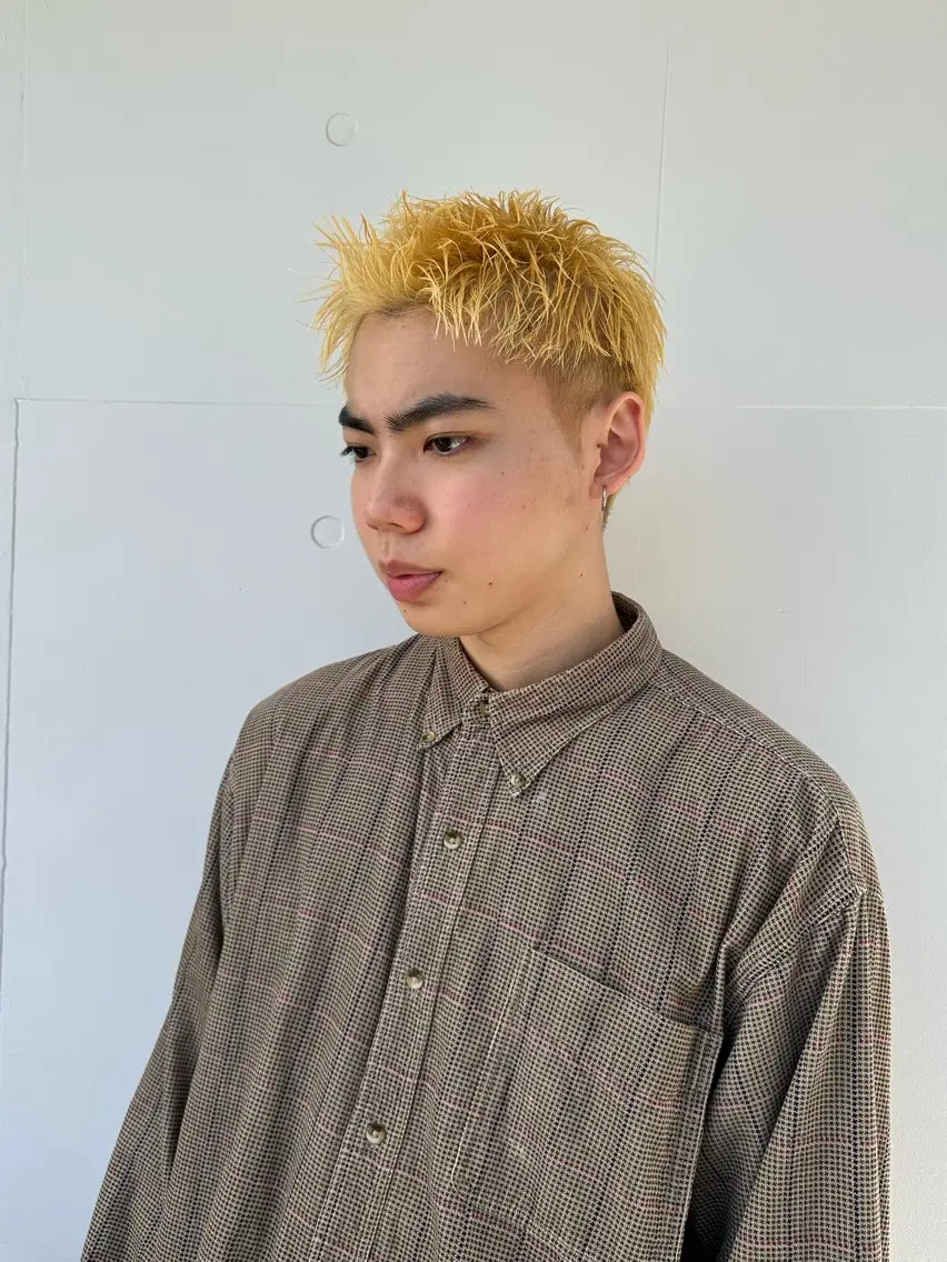 カラー メンズ メンズブリーチ メンズハイトーン メンズインナーカラー メンズ韓国風 メンズウルフカット DAIKIベージュ 🍂レイヤーカットのヘアスタイル