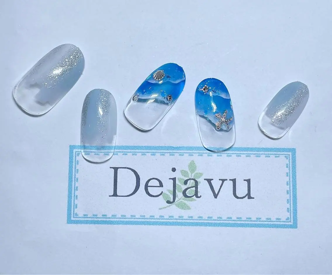 ネイル アートネイル ジェルネイル シンプルネイル 夏ネイル ハンドネイル Nail salon Dejavu 🌿のネイルデザイン
