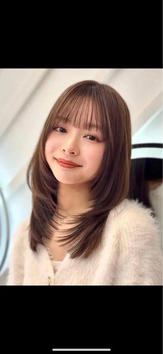 ミディアム カラー カット ヘアカラー トリートメント 山崎/ボブ縮毛矯正 レイヤー髪質改善のヘアスタイル