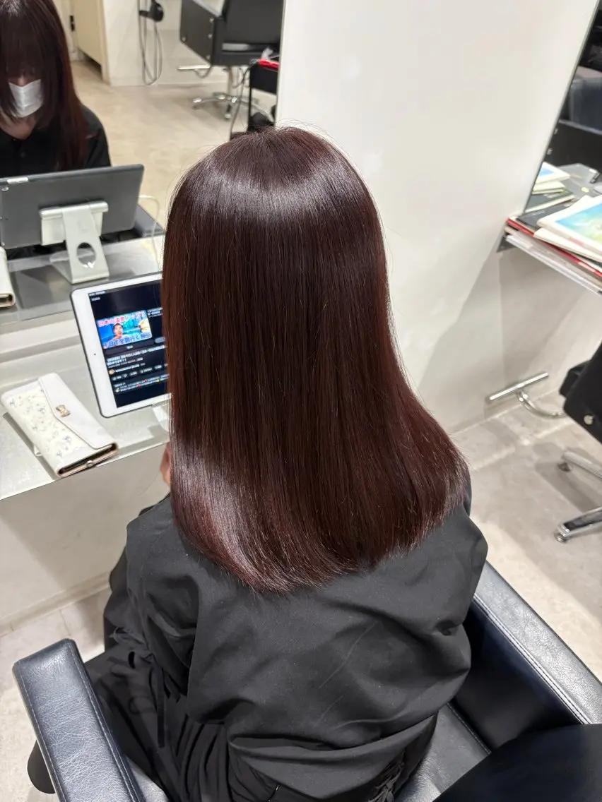 セミロング ピンクブラウン ヘアカラー トリートメント MIHO☾·̩͙⋆ Kroのヘアスタイル