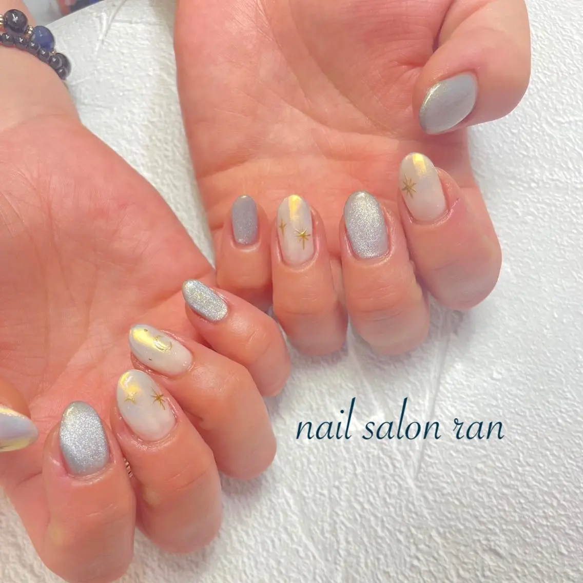 ネイル ブルー ハンドネイル ハンドケア nailsalon ranのネイルデザイン