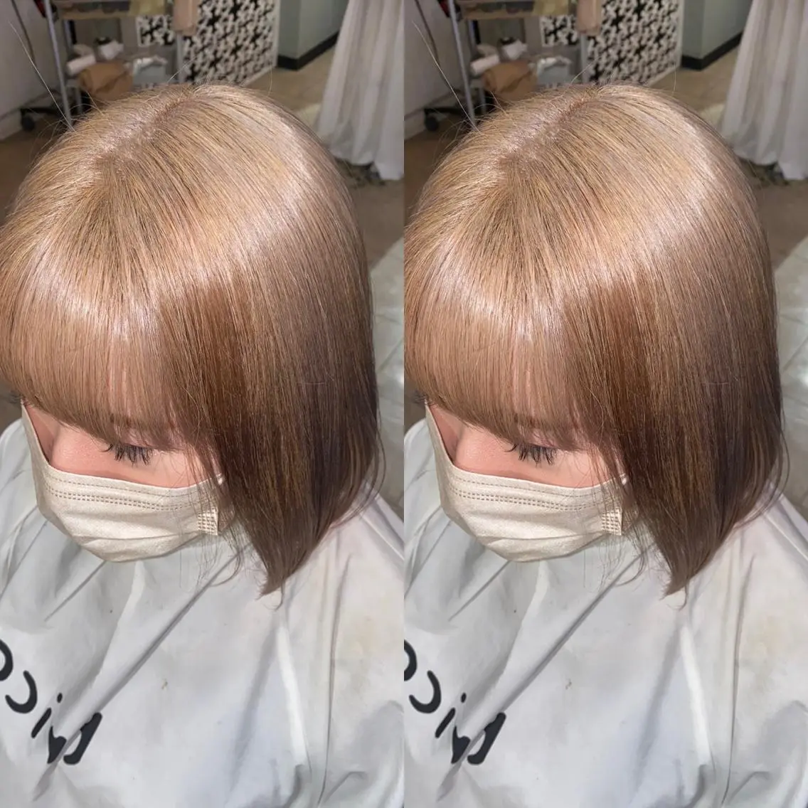 ショート カラー ヘアアレンジ ベージュカラー ブリーチ ヘアカラー 梅田中崎町髪質改善 /オキヒロト/エコルのヘアスタイル