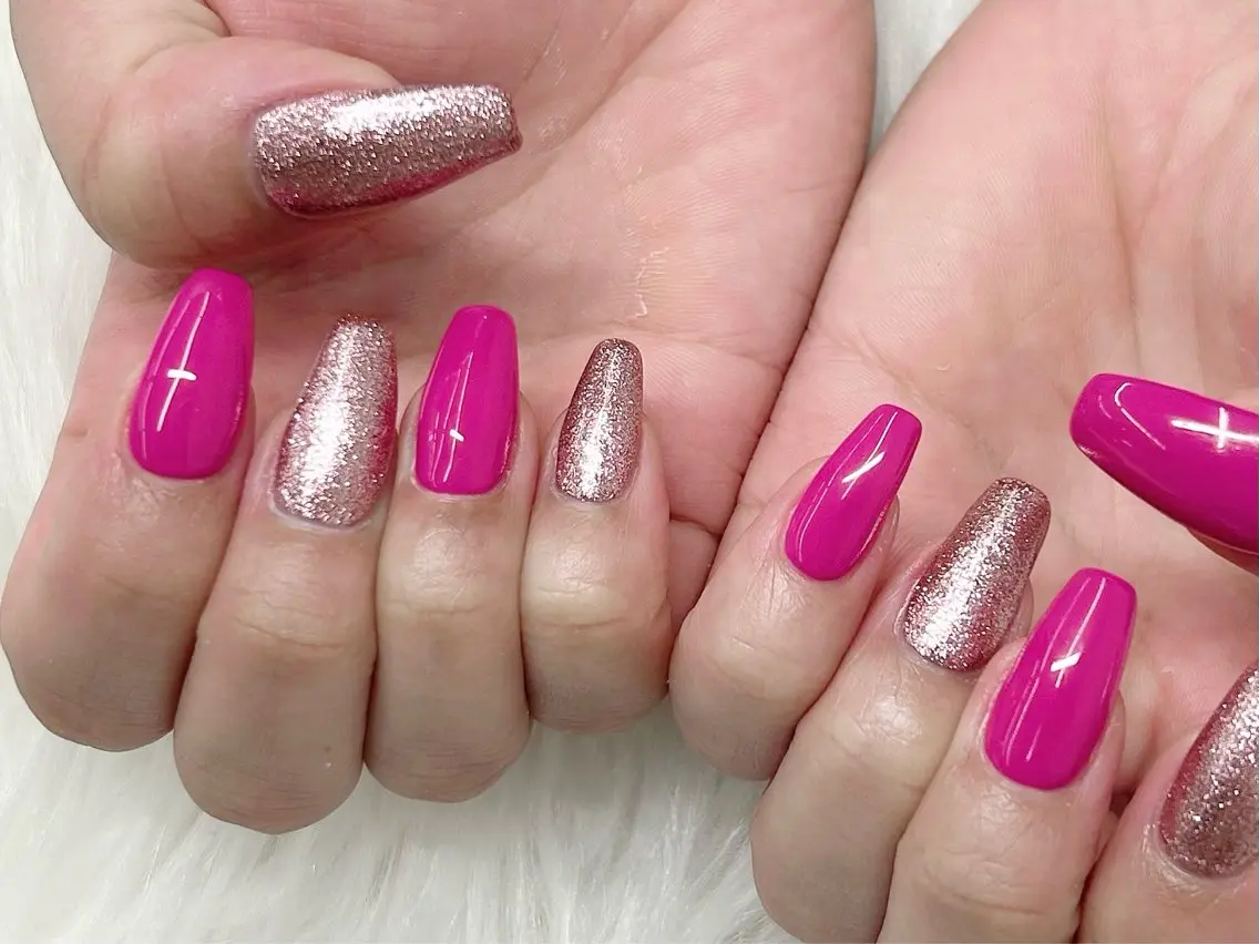 Hand🤲オフなし限定✨10本長さだし+ジェルワンカラー🩷の写真