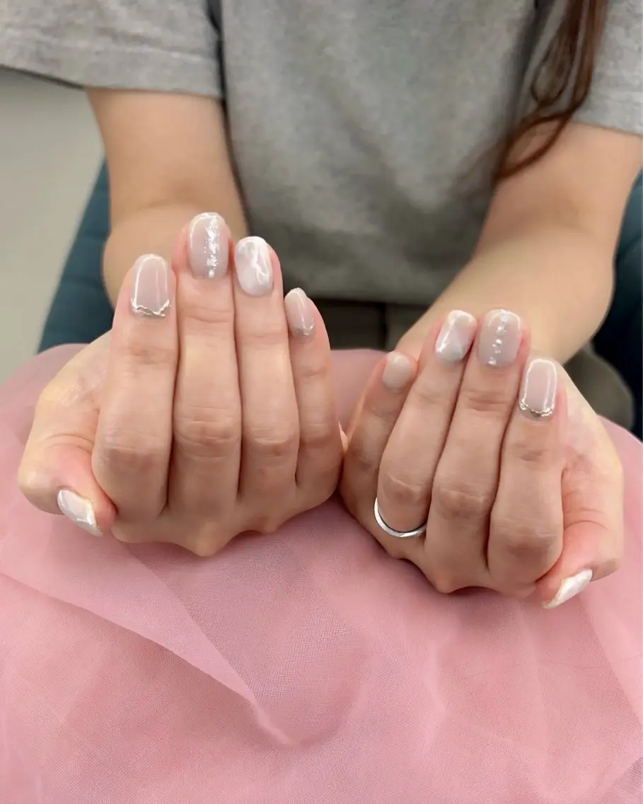 ネイル カジュアル 大理石ネイル(マーブル) オフィスネイル 夏ネイル ❀pom nail❀ aya.のネイルデザイン