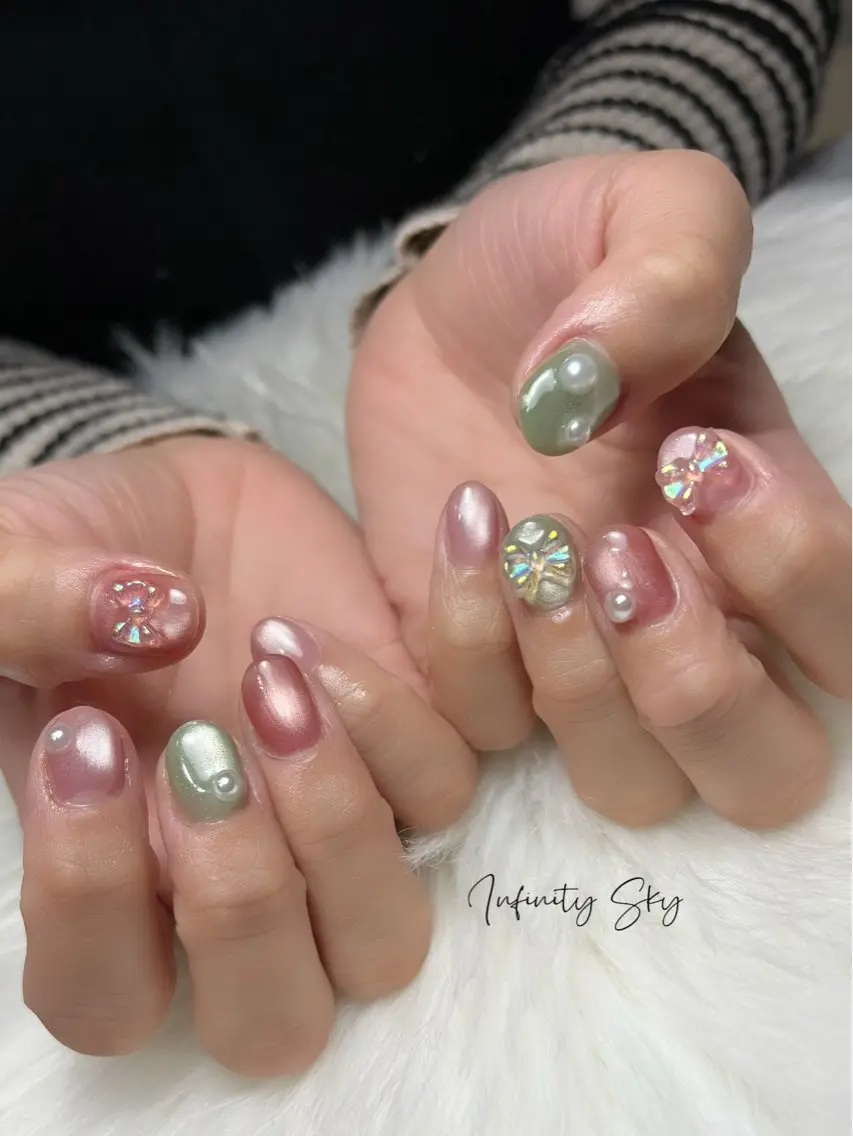 ネイル リボン 春ネイル infinity skyのネイルデザイン