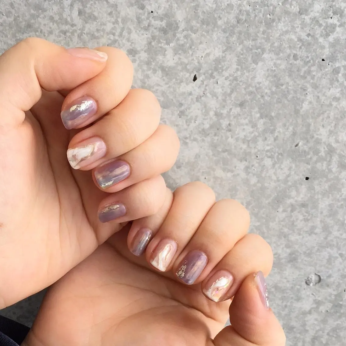ネイル アートネイル ジェルネイル ニュアンスネイル パープル ハンドネイル nail salon Soeurのネイルデザイン