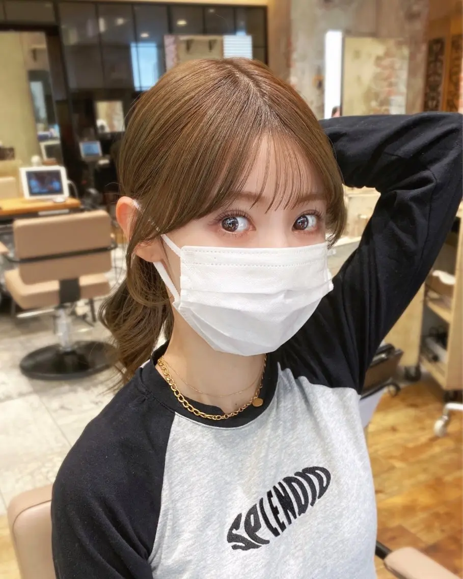セミロング カラー 顔まわりカット🌟 くびれヘア/寺門遥輝のヘアスタイル