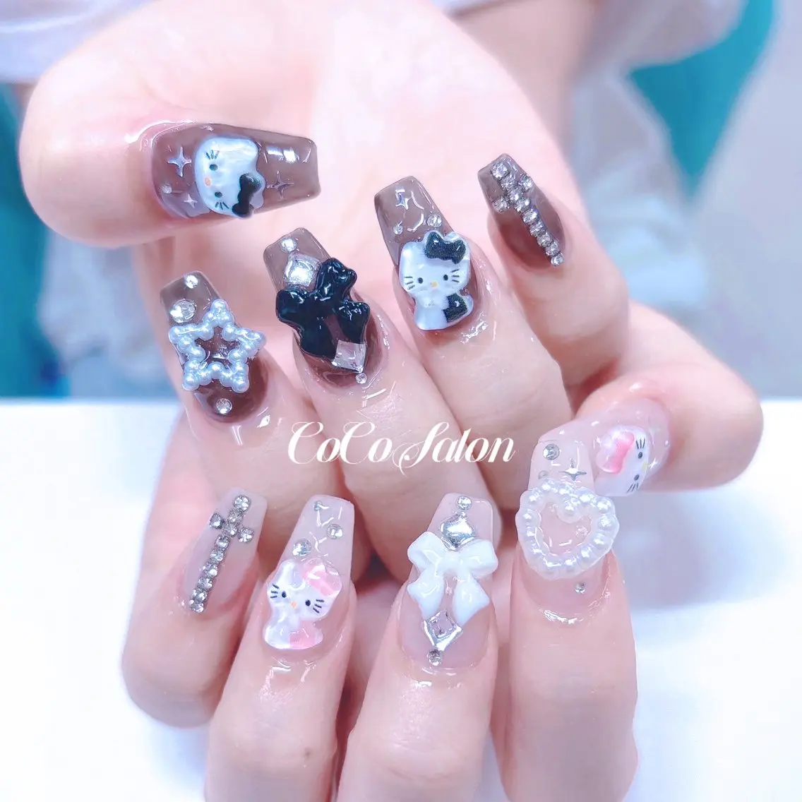 ネイル ハート リボン ハンドネイル CoCoSalon ネイル/まつ毛予約のネイルデザイン
