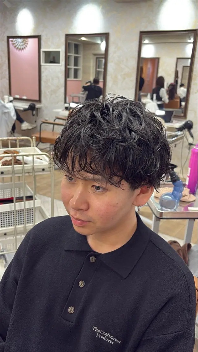【メンズカット＋パーマ】似合わせカット＋パーマ＋卵殻膜トリートメント🌀の写真