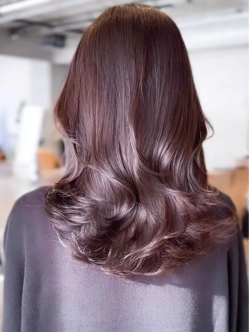 セミロング カラー パーマ セミロングパーマ デジタルパーマ デジタルパーマ大阪 ハヤシのヘアスタイル