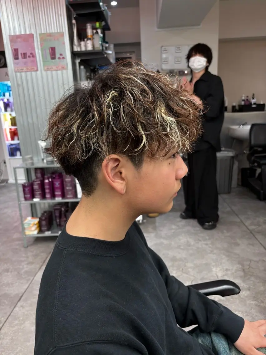 ミディアム カラー パーマ メンズ カット パーマ トリートメント ヘアセット 🔥最強メンズ特化/ パーマの達人🔥風見のヘアスタイル