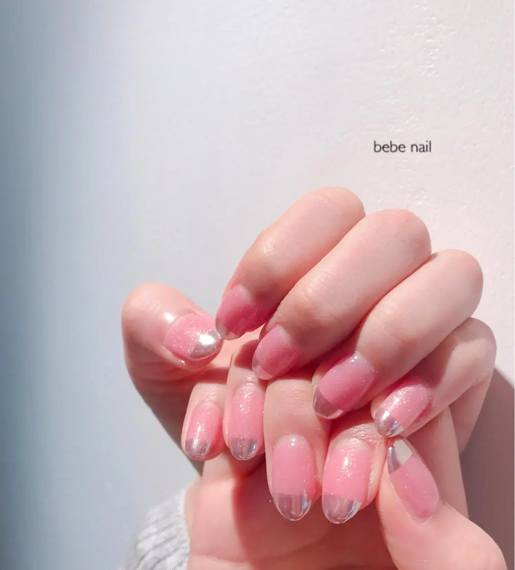 ネイル フレンチネイル ミラーネイル Ann nailのネイルデザイン
