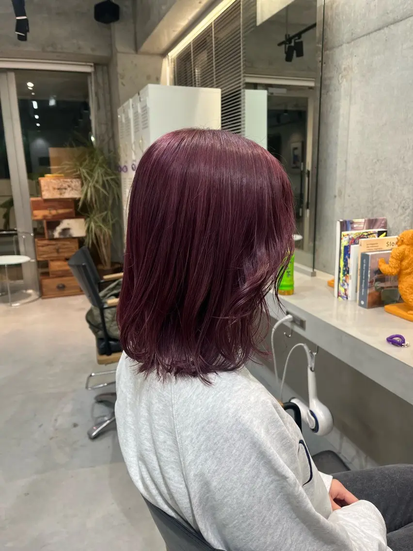 ミディアム カラー ブリーチ ピンクカラー みづき 新宿のヘアスタイル