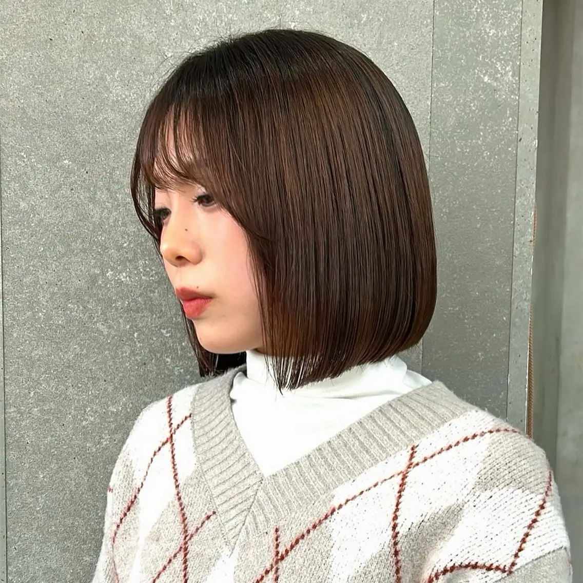 ミディアム ボブ カット トリートメント ボブ/くびれボブ/ 髪質改善/Ru-kaのヘアスタイル