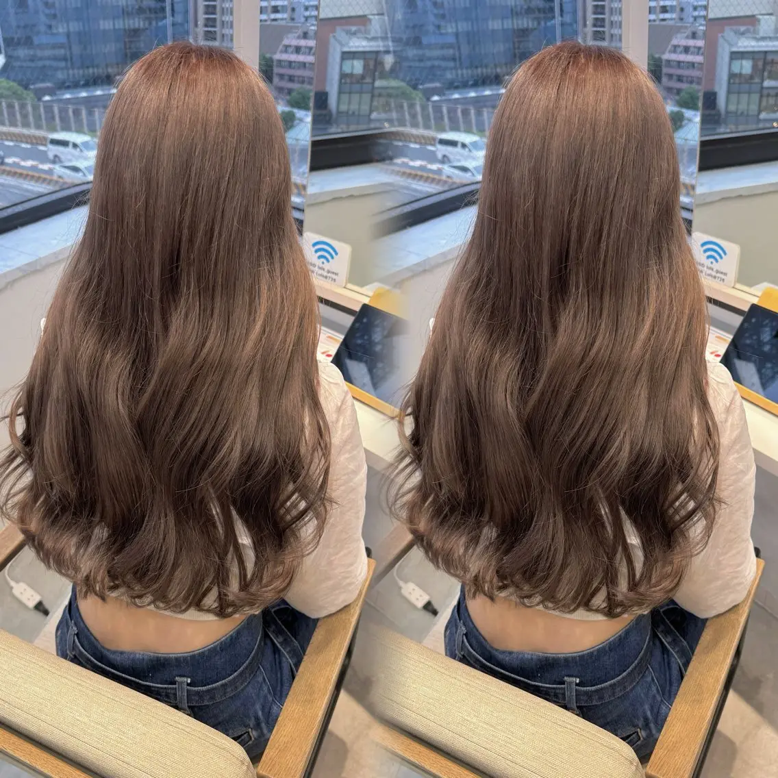 ロング カラー ベージュカラー ブリーチ ケアブリーチ デザインカラー ダブルカラー ヘアカラー トリートメント fuka/梅田/ ミルクティーベージュのヘアスタイル