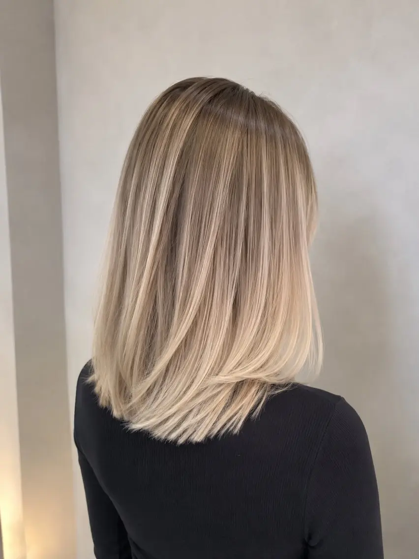 ミディアム カラー バレイヤージュ ブリーチ ハイライトカラー 卒業式のヘアスタイル ハイライト ヘアカラー 白髪ぼかしのプロ ✨たいきのヘアスタイル