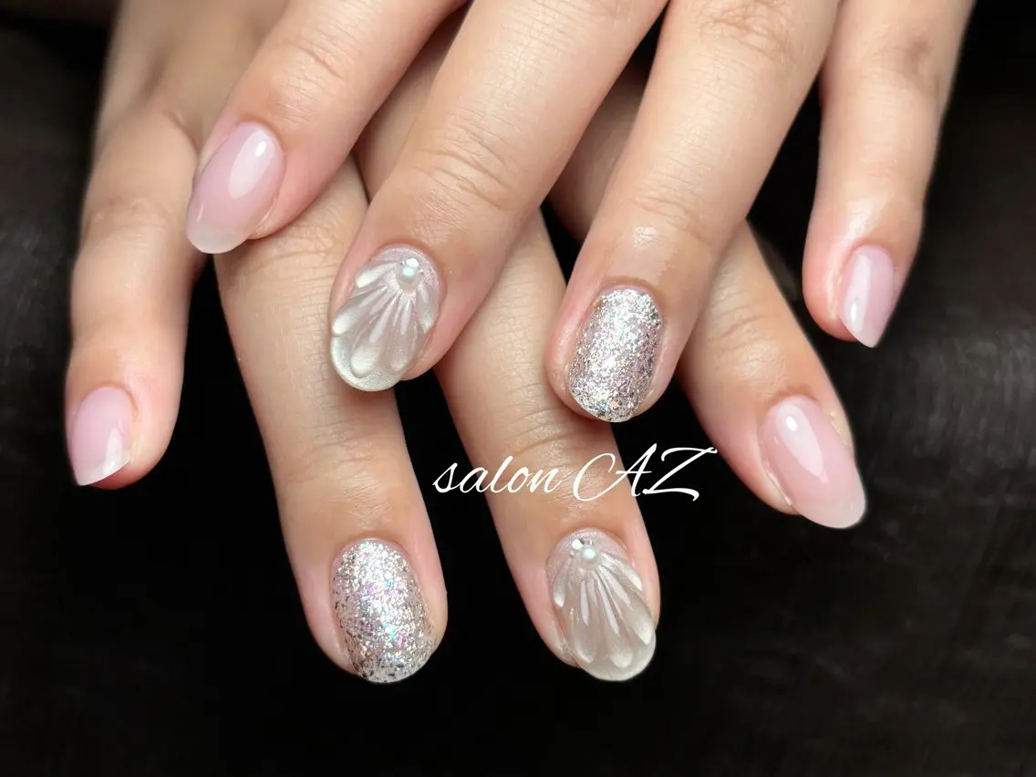 ネイル アートネイル 長さ出し フットネイル フレンチネイル ジェルネイル ハンドネイル salon AZのネイルデザイン