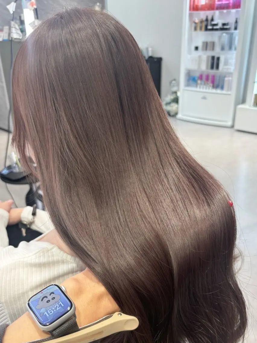 ロング カラー ヘアカラー トリートメント 心斎橋/ブリーチなし 髪質改善/レイヤーのヘアスタイル