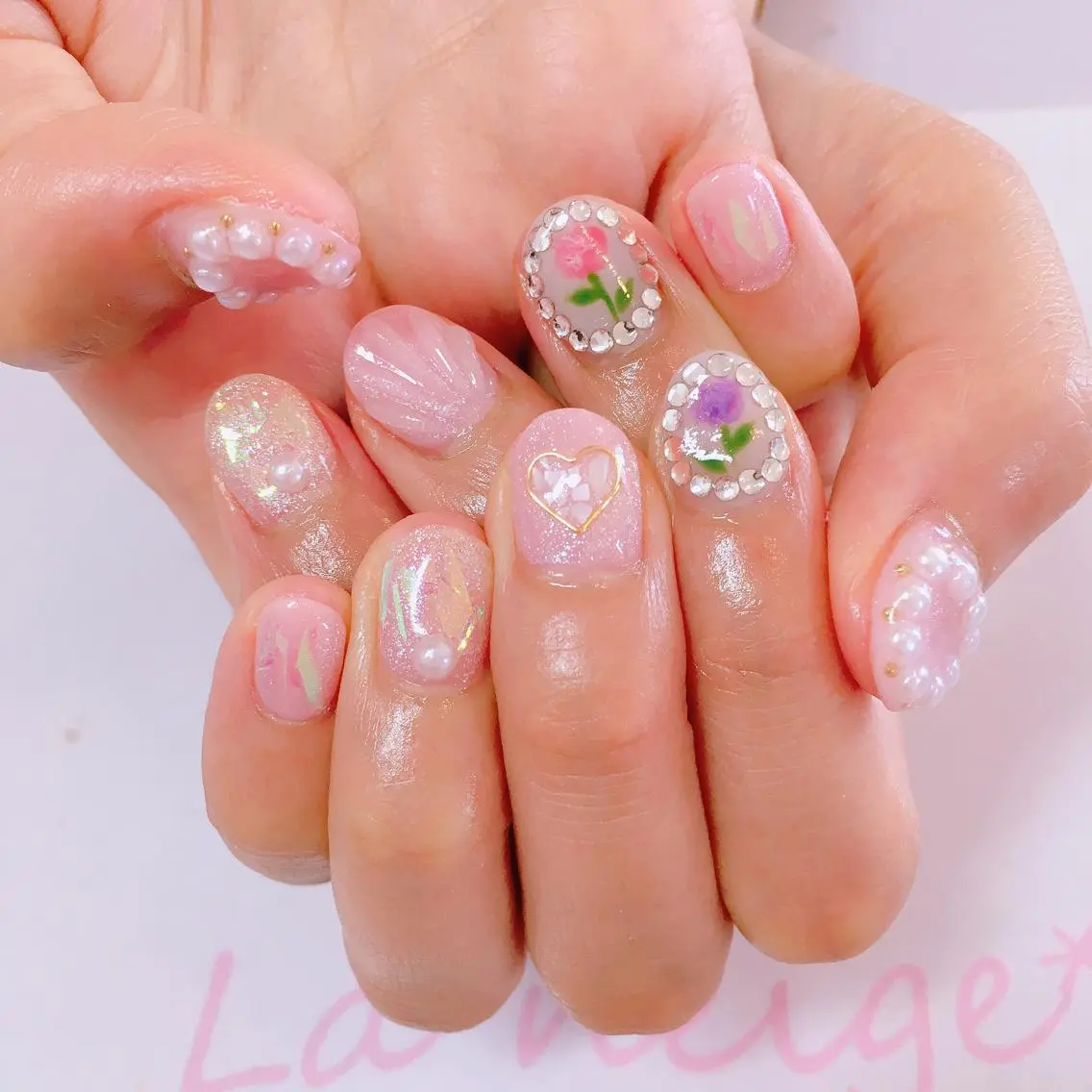 ネイル ハート La neige* yuki 🐩🌙のネイルデザイン