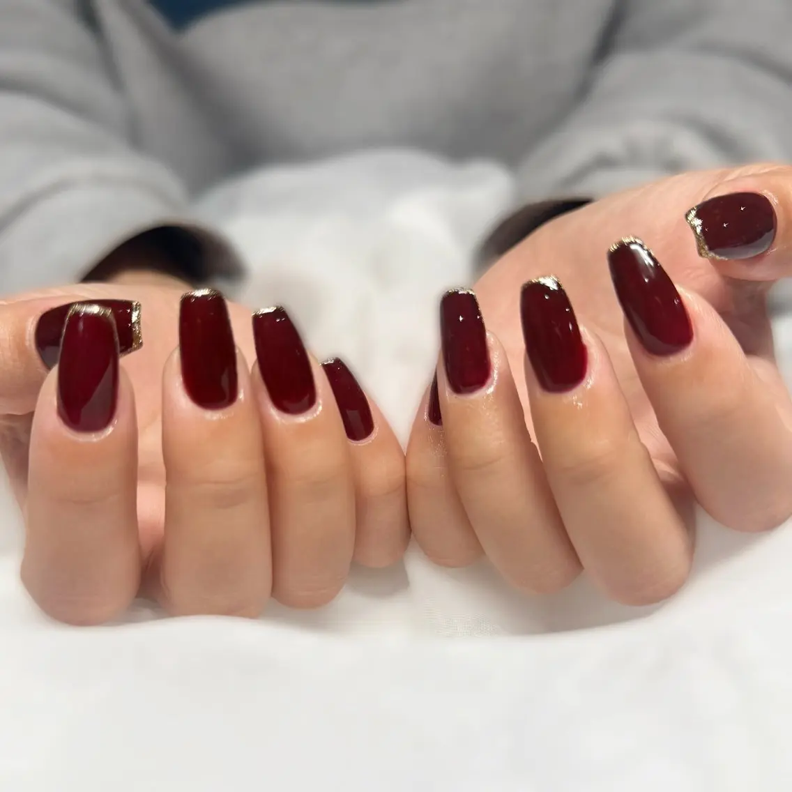 ネイル ボルドー ラメ(グリッター) ハンドネイル CarinaNail Chieのネイルデザイン