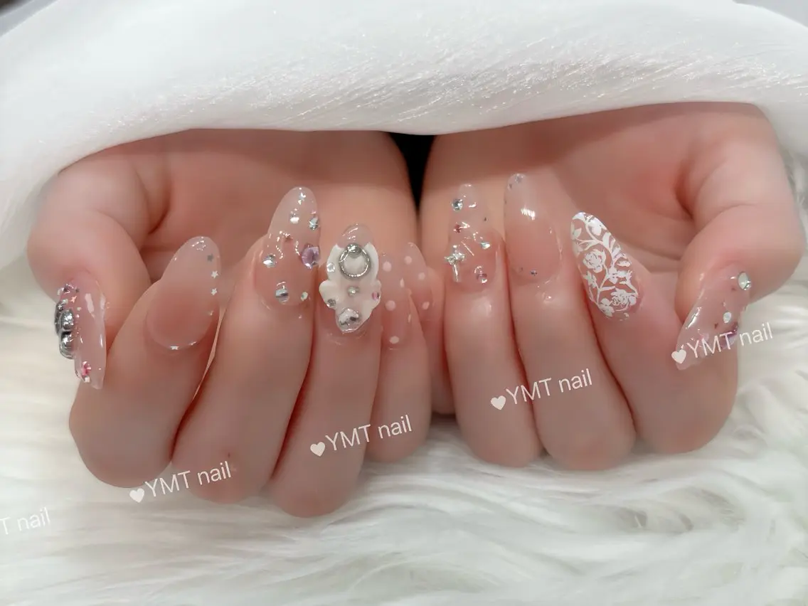 ネイル 長さ出し フットネイル ジェルネイル 韓国ネイル マグネットネイル ハンドネイル YMT. NailStudioのネイルデザイン