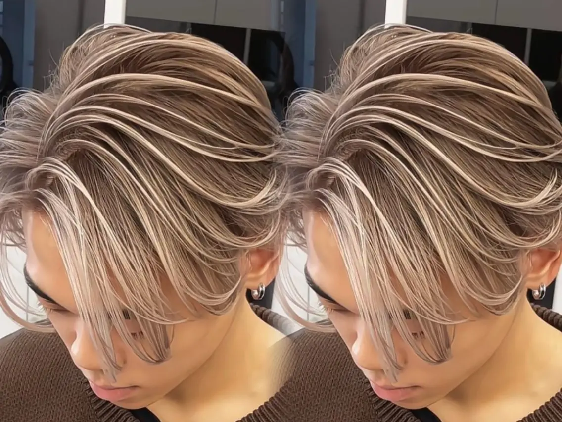 カラー メンズ メンズバレイヤージュ バレイヤージュ ヘアカラー 表参道/ハイライト バレイヤージュのヘアスタイル