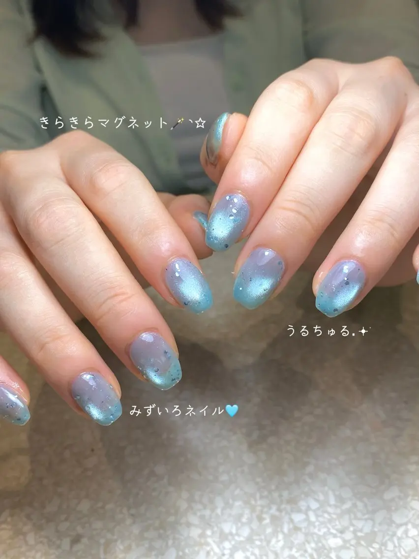 ネイル マグネットネイル マグネットワンカラー ワンカラーネイル ハンドネイル reina ⟡.·*.のネイルデザイン