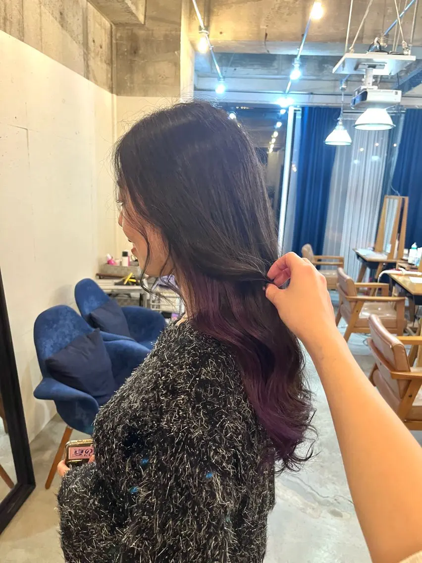ロング カラー インナーカラー ラベンダーカラー SABO /透明感カラー/美髪のヘアスタイル