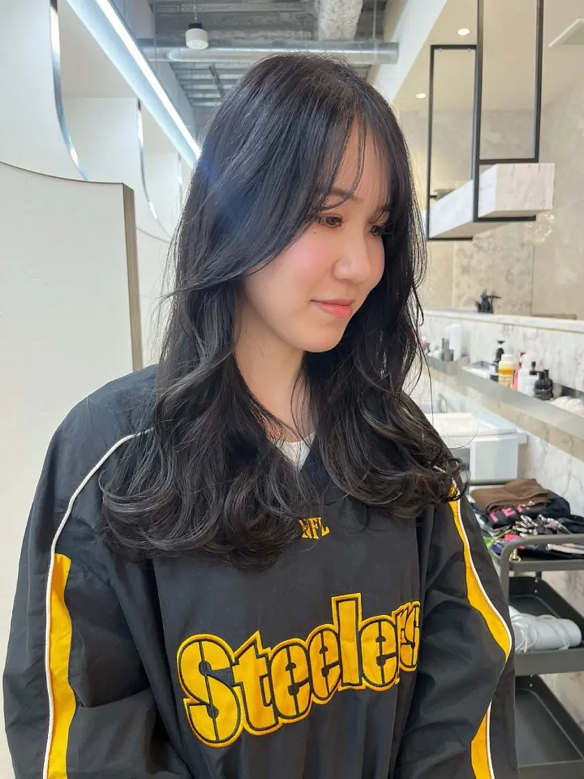 ロング カラー ヘアセット 柔らかい艶暖色 レイヤー🫧姫汝のヘアスタイル
