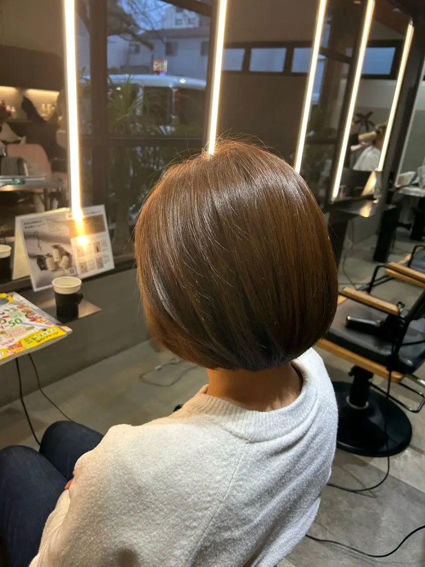 ミディアム カラー カット ヘアカラー 艶カラー/ベージュ/ ショート/安岡哲兵のヘアスタイル