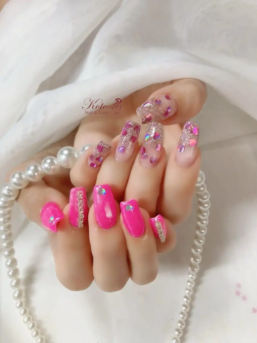 ネイル 長さ出し ジェルネイル 持ち込み ニュアンスネイル 赤色 ハンドネイル Nail Salon KOTOのネイルデザイン