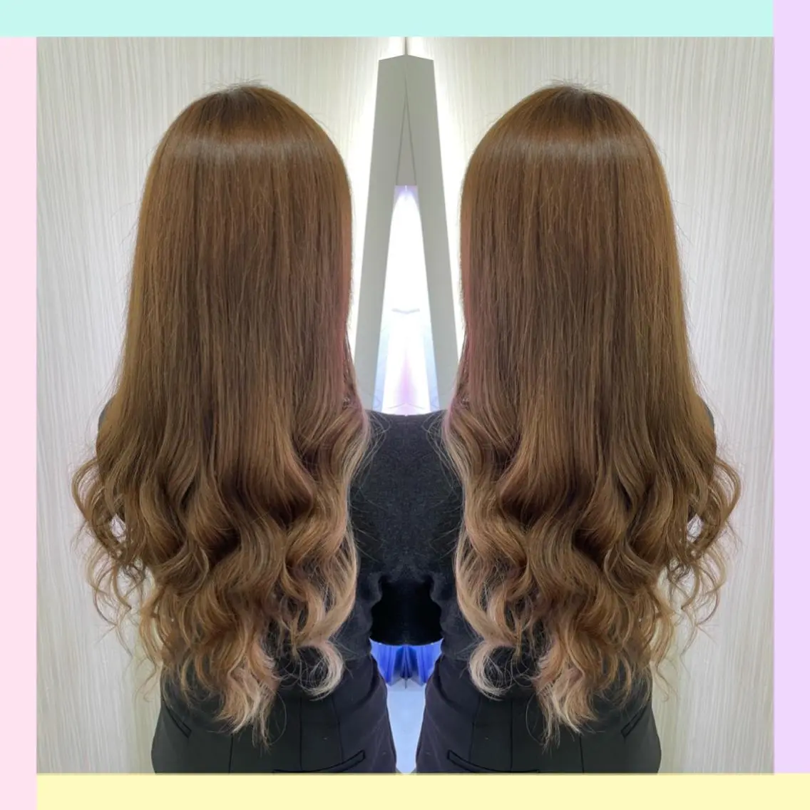 【💋サラサラロング💋】❤︎艶カラー+シールエクステ85本+内部補修トリートメント 本数調整可能◎の写真