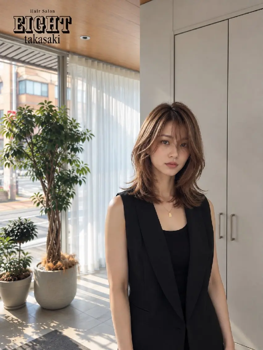 カラー ミディアム バレイヤージュ ブリーチ ダブルカラー ハイライトカラー インナーカラー カット ヘアカラー トリートメント 韓国風レイヤー/ワン ホンレイヤー荒井太郎のヘアスタイル