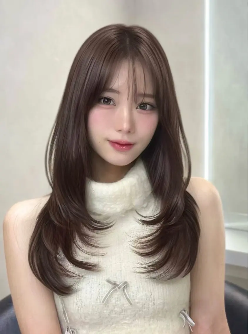 ロング カラー ブリーチ ケアカラー ブリーチなしカラー 髪質改善 韓国風ヘア カット ヘアカラー トリートメント 韓国風レイヤーカラー ライムのヘアスタイル