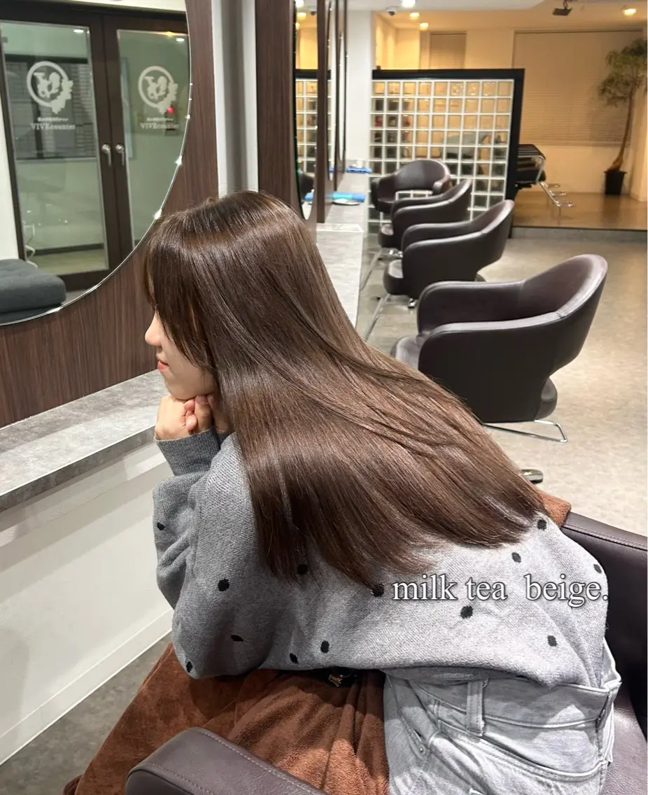 ロング カット ヘアカラー トリートメント タナカ レイヤのヘアスタイル