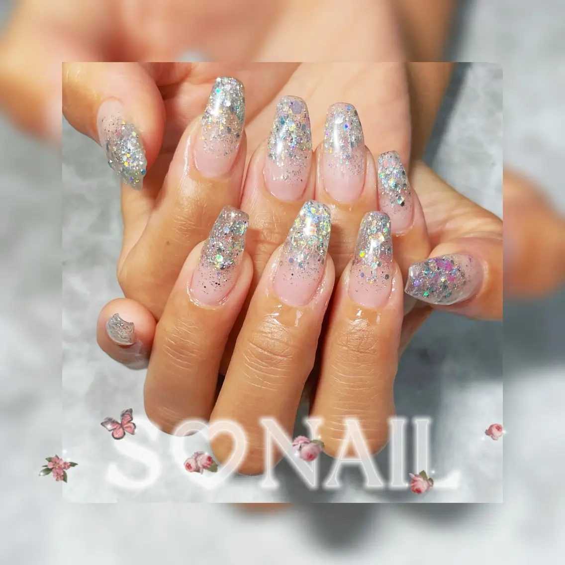 ネイル グラデーション ラメ(グリッター) ラメグラデーション 持ち込み ハンドネイル S.NAIL Suuのネイルデザイン