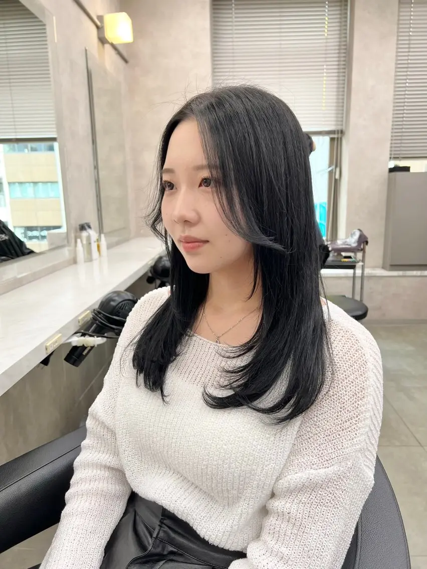 ロング カラー パーマ ヘアアレンジ メンズ キッズ 上品＆韓国風 🥀海心🥀のヘアスタイル