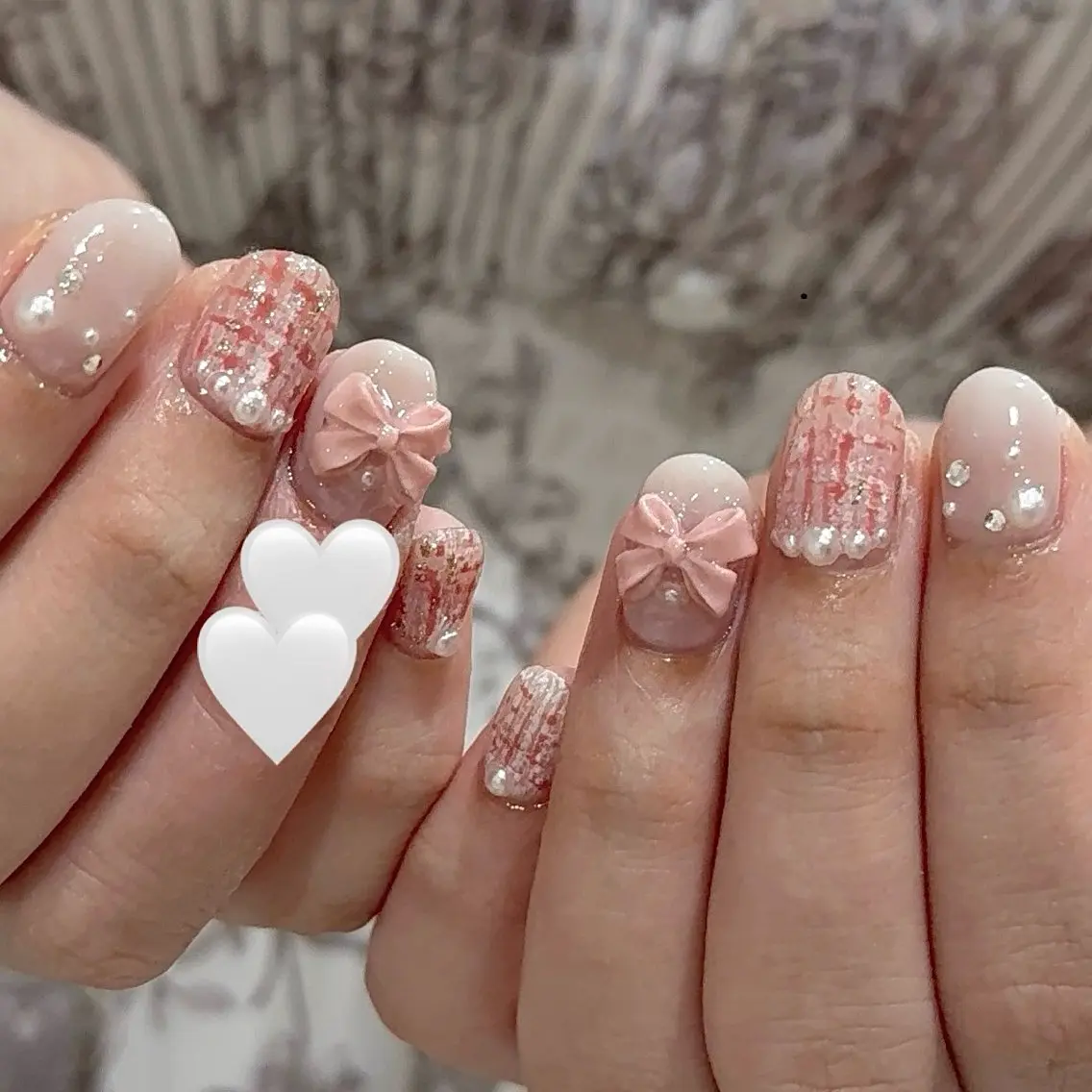 ネイル 韓国ネイル ラメ(グリッター) オフィスネイル シンプルネイル ツイードネイル ハンドネイル Reillynail みさきのネイルデザイン