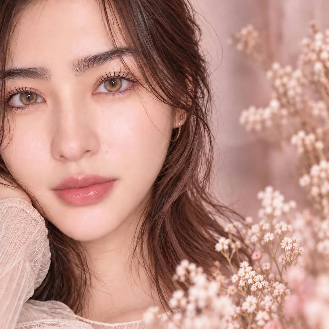 ロング カラー パーマ 🌻 銀座水素ケア 🌻　只腰 花のヘアスタイル