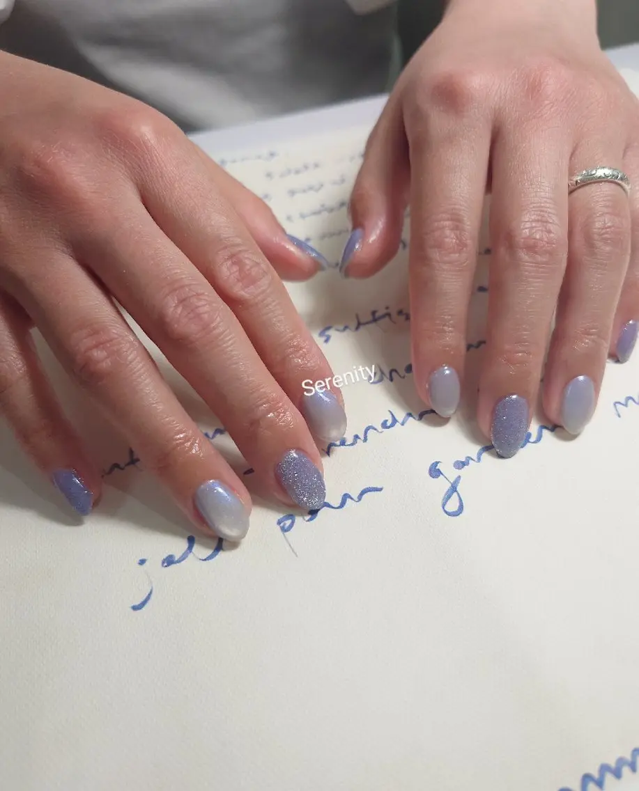 ネイル 水色 マグネットネイル マグネットワンカラー ワンカラーネイル nail  serenityのネイルデザイン