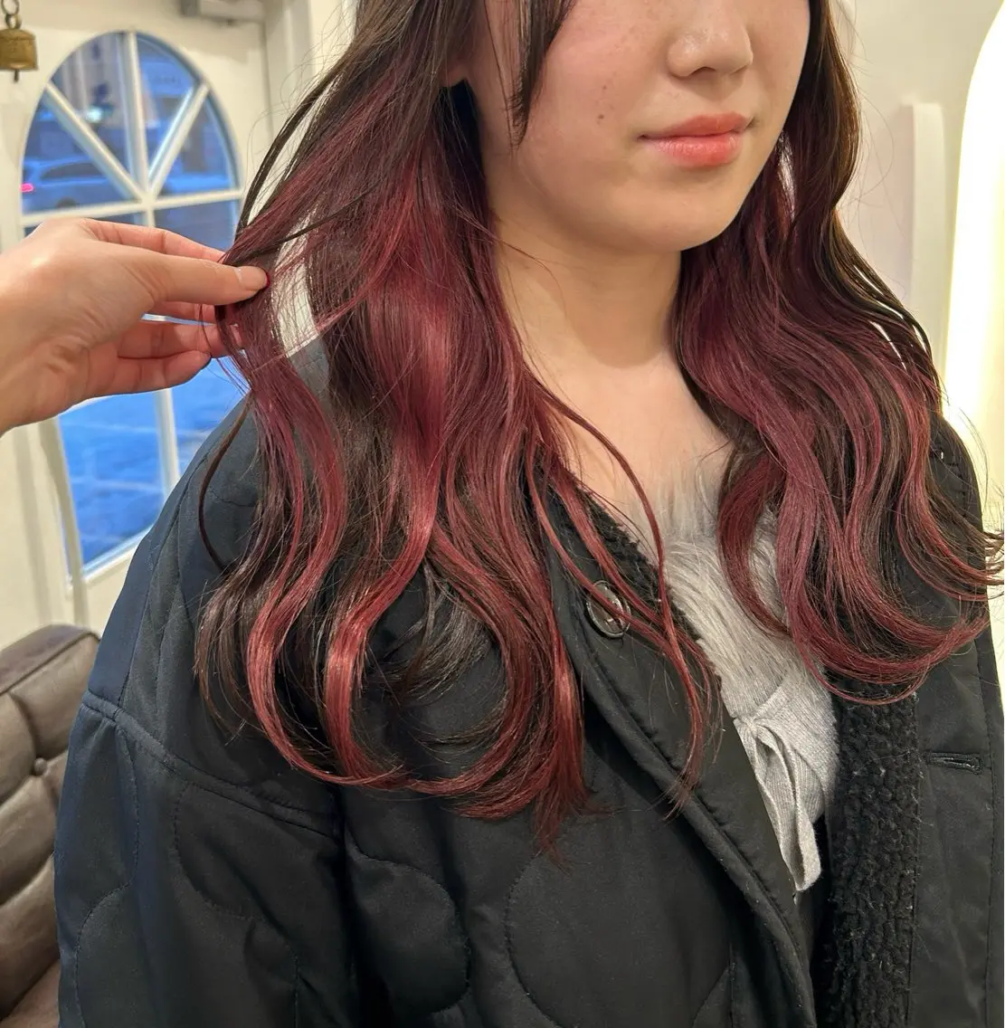 ロング カラー ブリーチ ピンクカラー Chou kahoのヘアスタイル