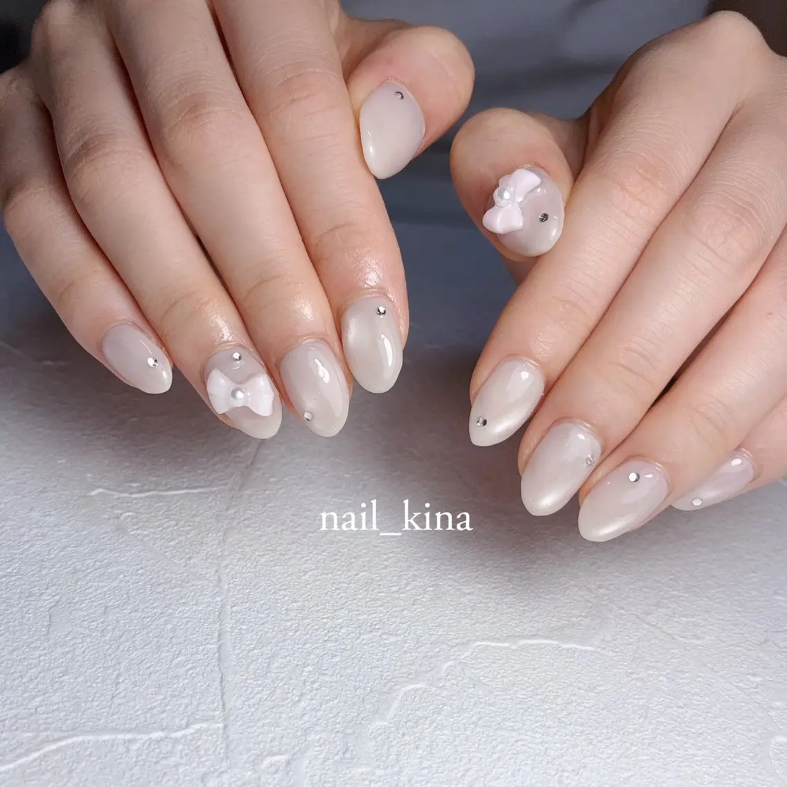 ネイル ジェルネイル マグネットネイル パラジェル リボン nail_ kinaのネイルデザイン